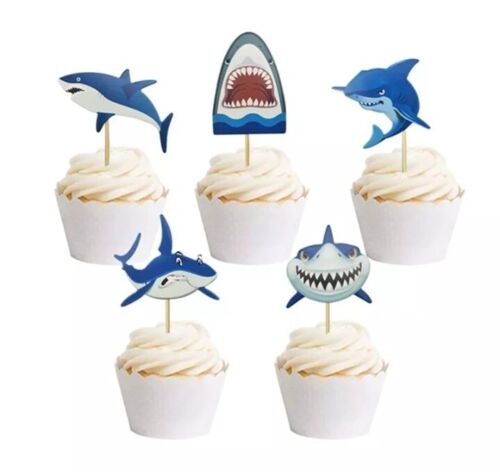 Shark Party Cupcake Toppers (Pack of 12)