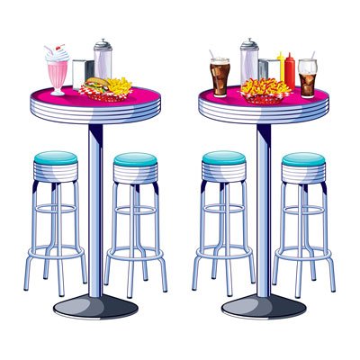 50's Soda Shop Tables & Stools Wall Decorations Insta-Theme Props