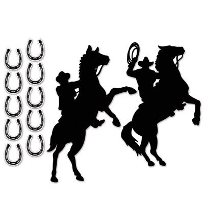 Western Cowboys & Horses Black Silhouettes Cutouts