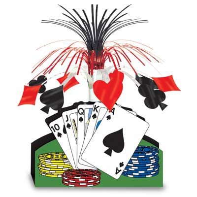 Casino Playing Cards & Poker Chips Cascade Centrepiece