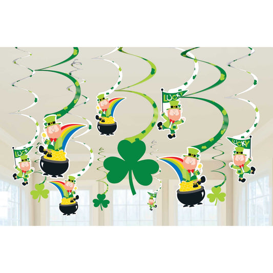 St Patrick's Day Spiral Swirls Hanging Decorations