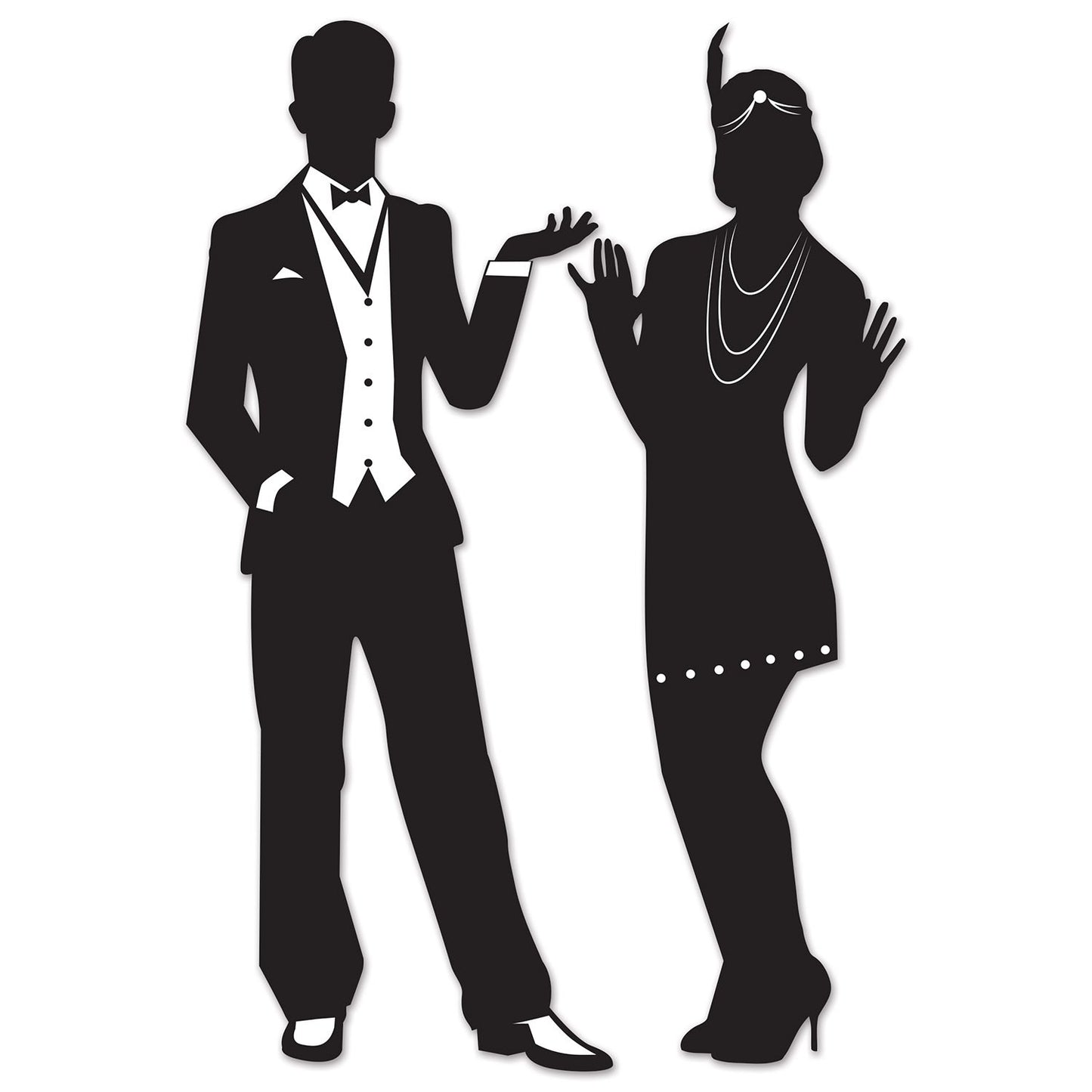 Great 20's Male & Female Black Silhouettes Cutouts