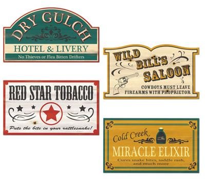 Western Old Style Signs Cutouts