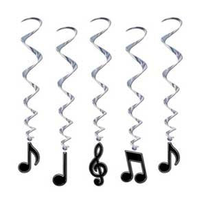 Music Notes Neon Coloured Hanging Decoration Whirls