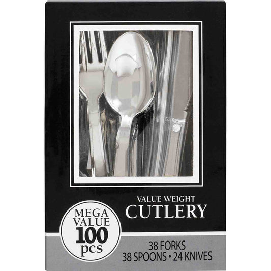 Value Weight Cutlery Assorted Box 100pcs Silver