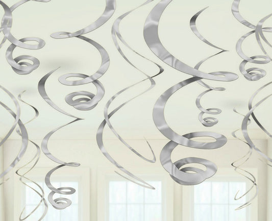 Plastic Swirl Decorations - Silver