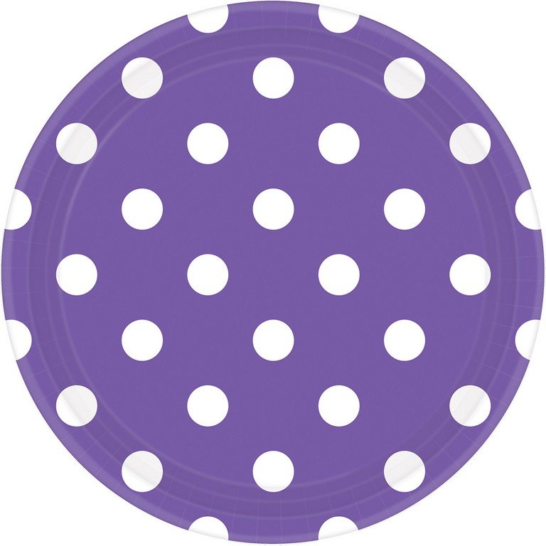 Dots 17cm Round Paper Plates New Purple