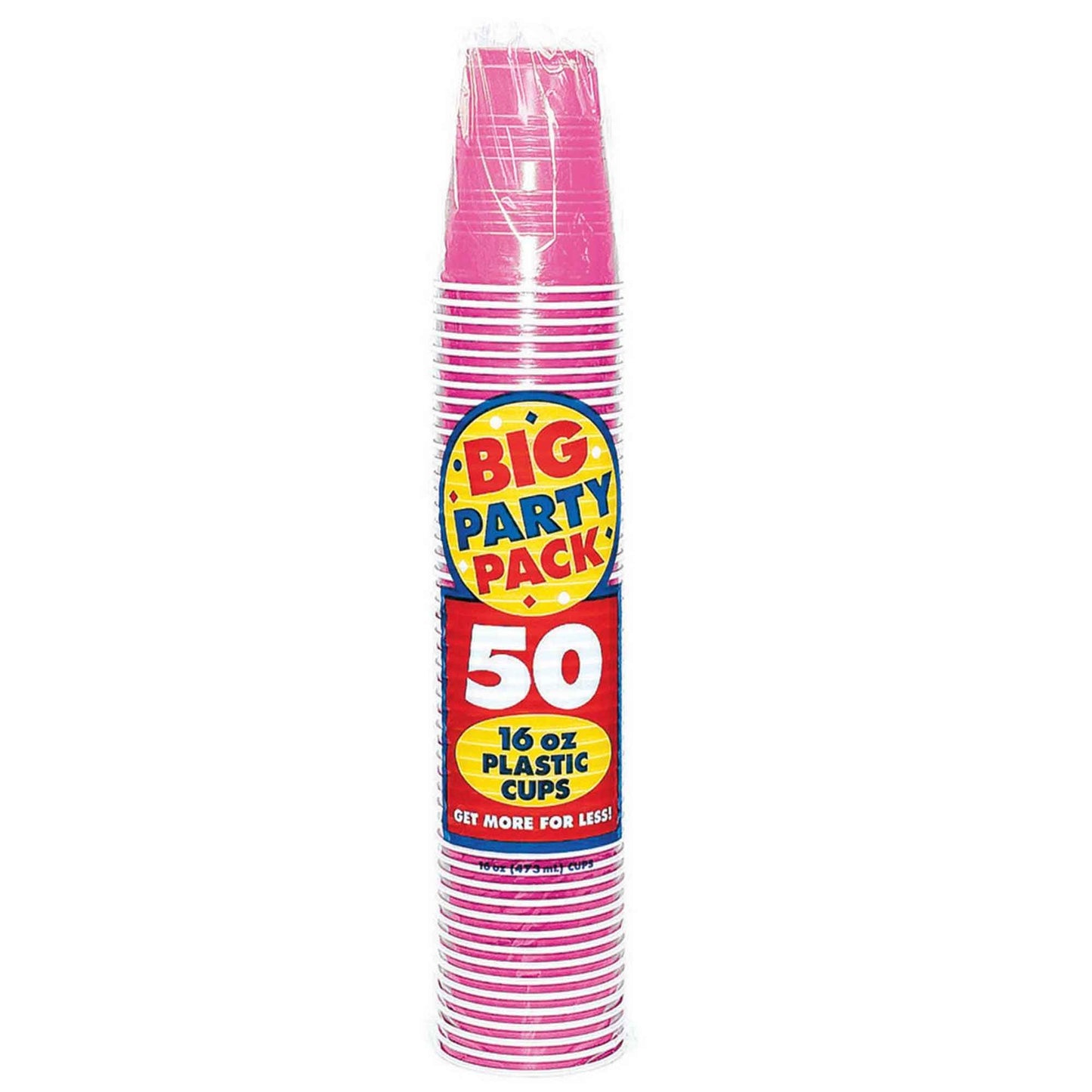 Big Party Pack 473ml Plastic Cups Bright Pink