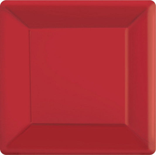 Paper Plates 26cm Square 20CT - Apple Red