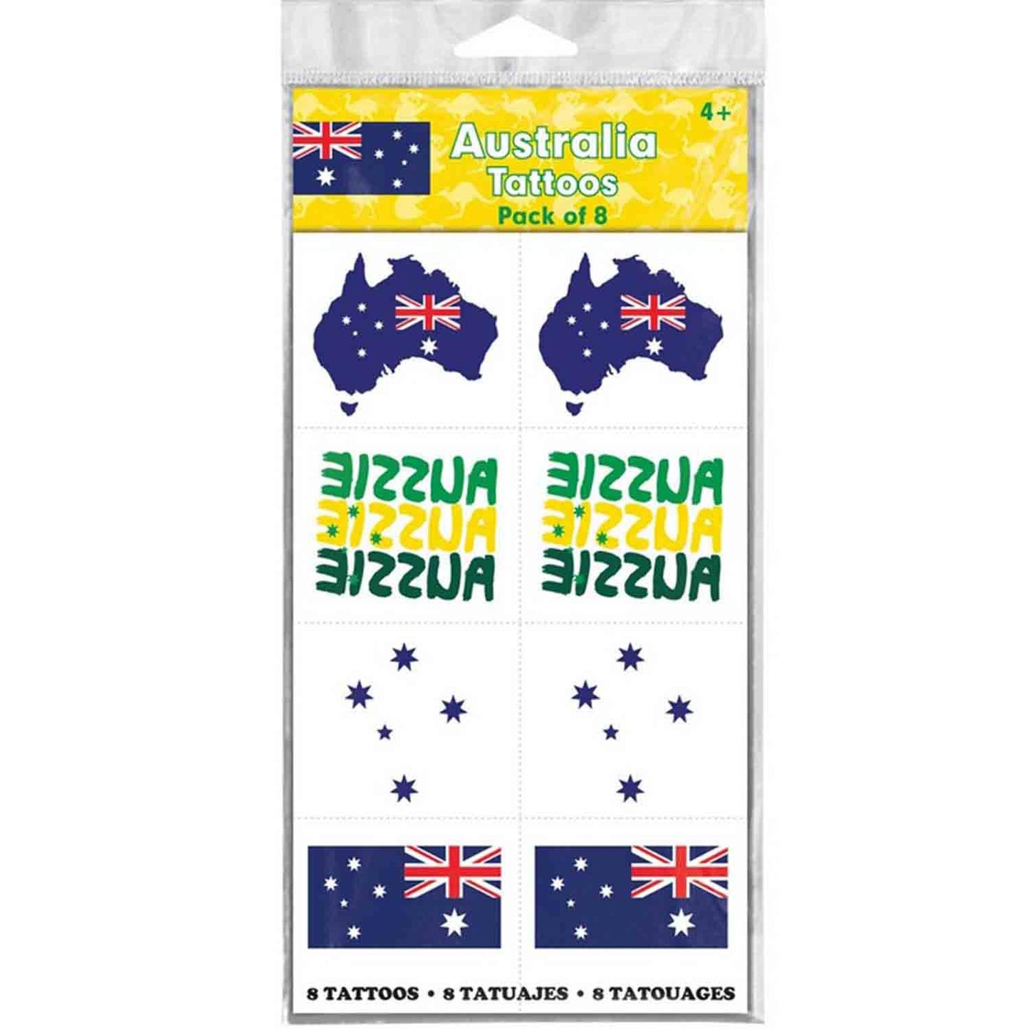 Australia Assorted Tattoos (Pack of 8)