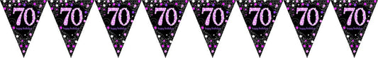 Pink Celebration 70 Prismatic Pennant Banner - Plastic