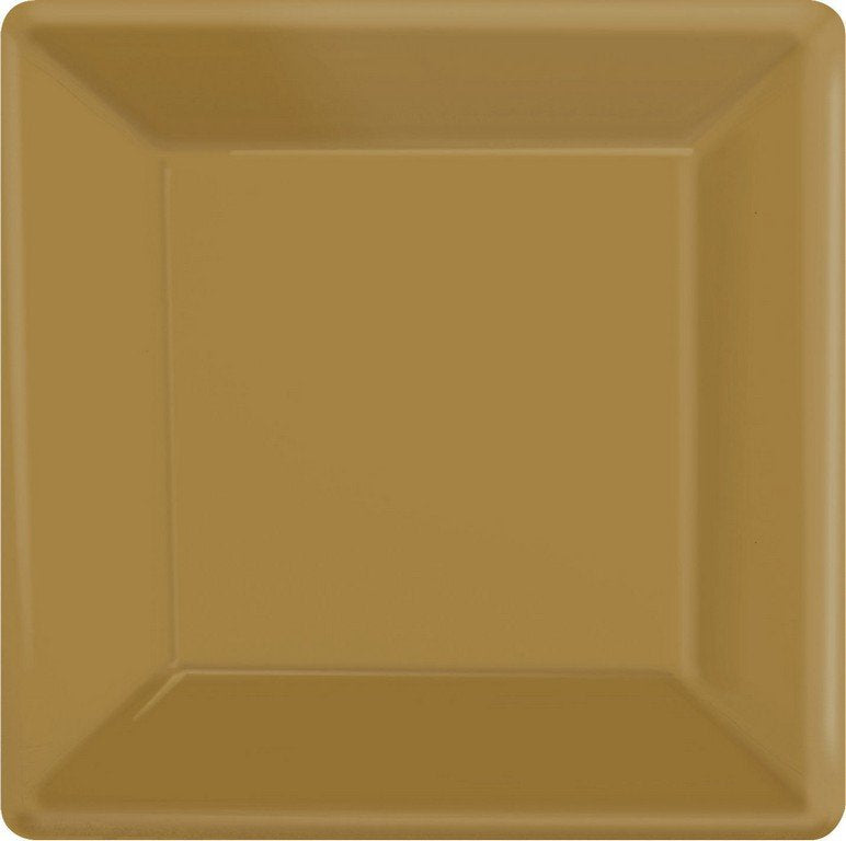 Paper Plates 26cm Square 20CT - Gold