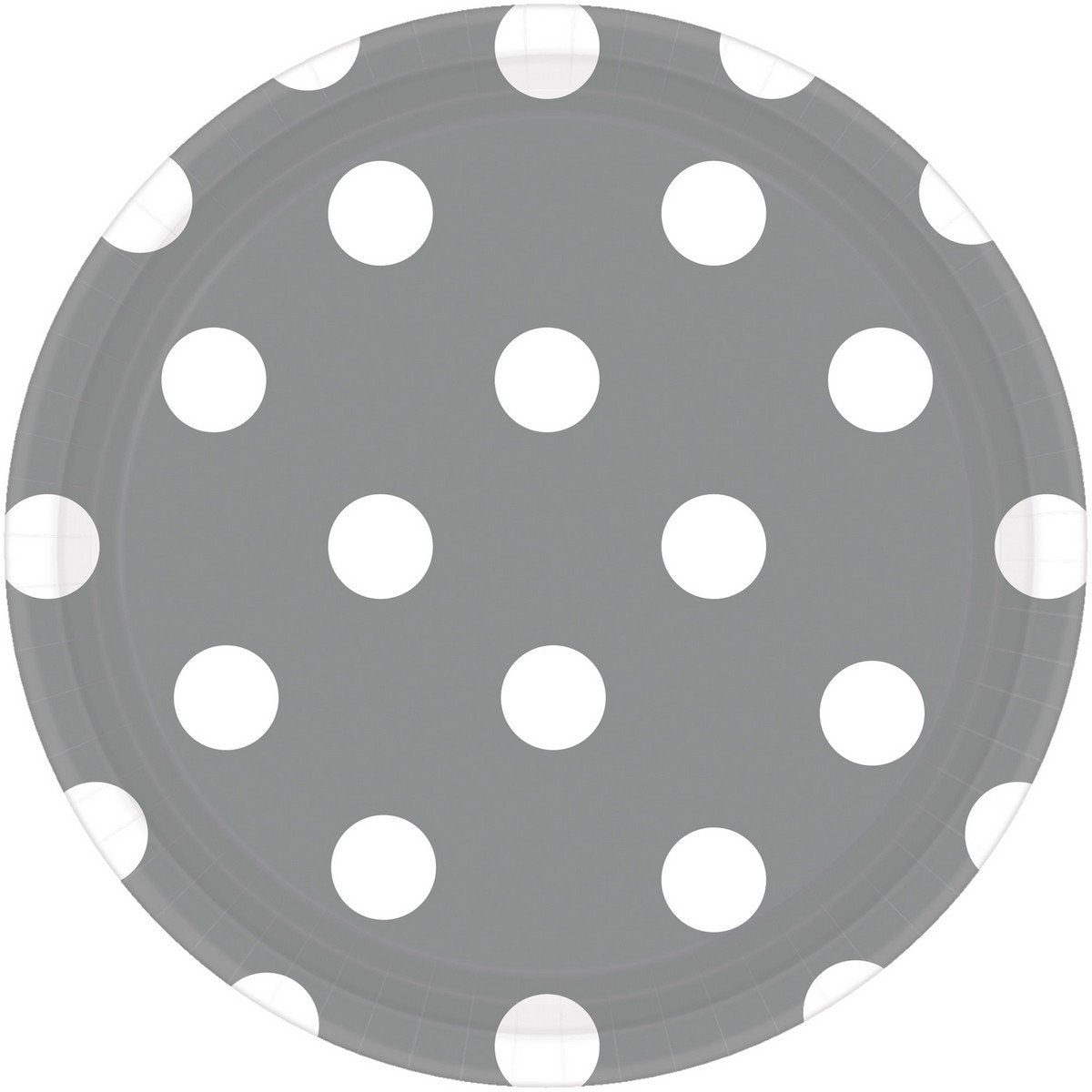 Dots 23cm Round Paper Plates Silver