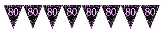 Pink Celebration 80 Prismatic Pennant Banner - Plastic