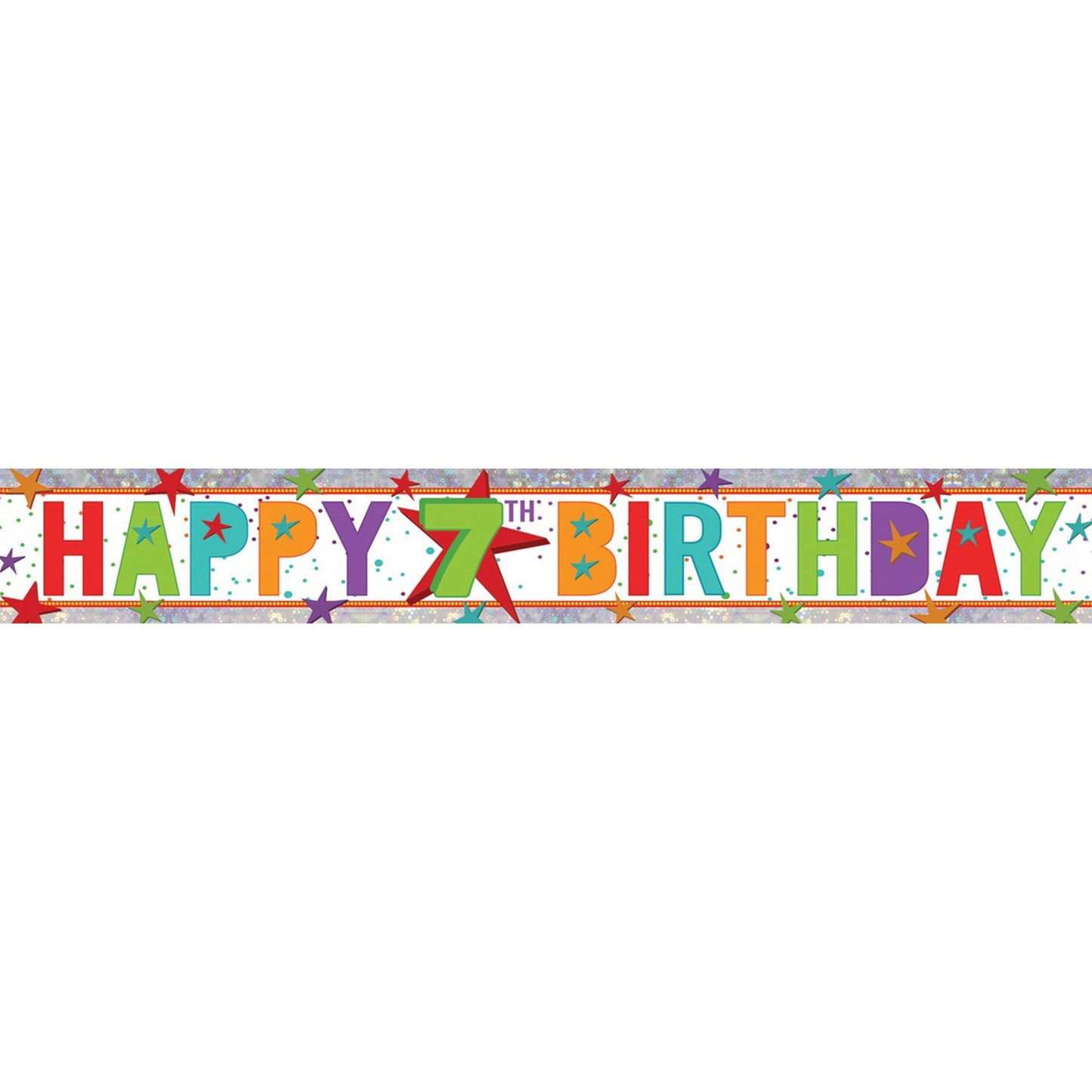 Banner Holographic Happy Birthday 7th Multi-Coloured