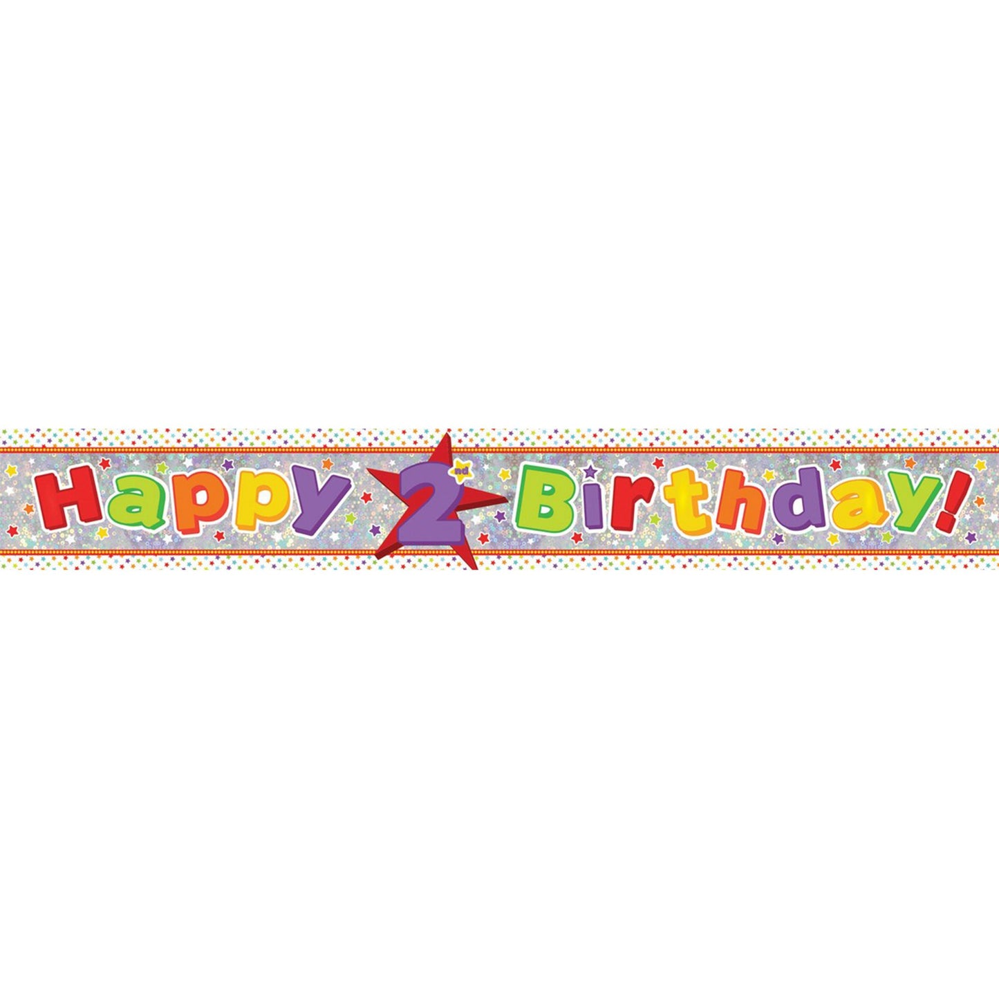 Banner Holographic Happy Birthday 2nd Multi-Coloured