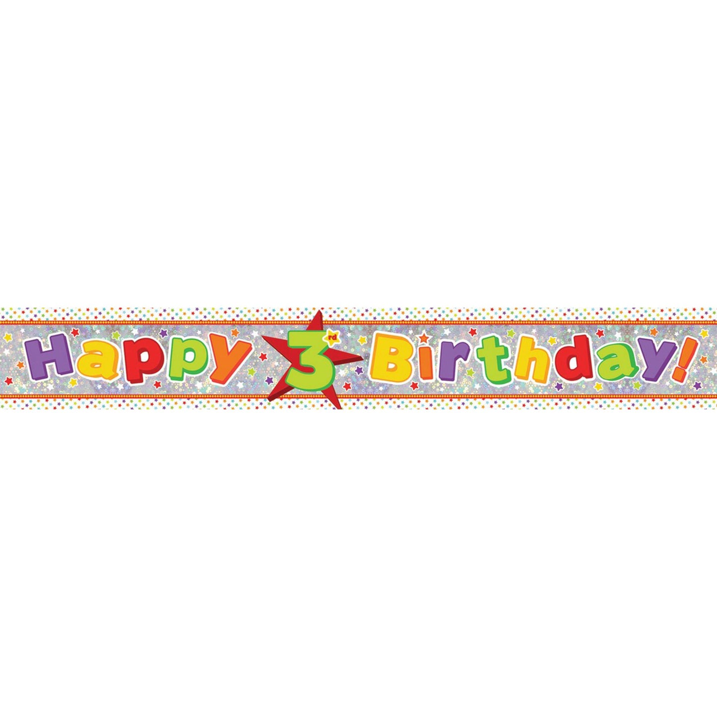 Banner Holographic Happy Birthday 3rd Multi-Coloured