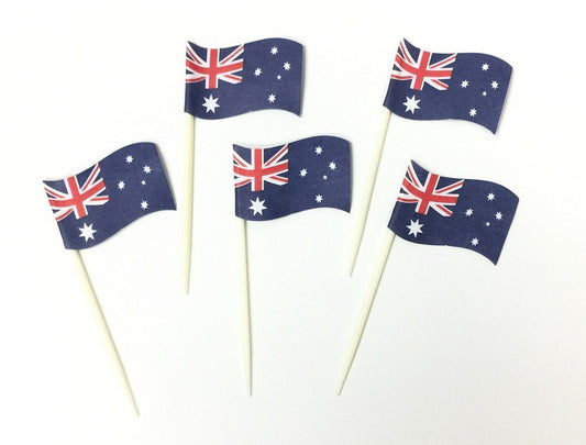 Australia Flags Tooth Picks Cupcake Food Toppers (Pack of 24)