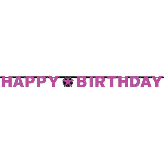 Pink Celebration Happy Birthday Letter Banner