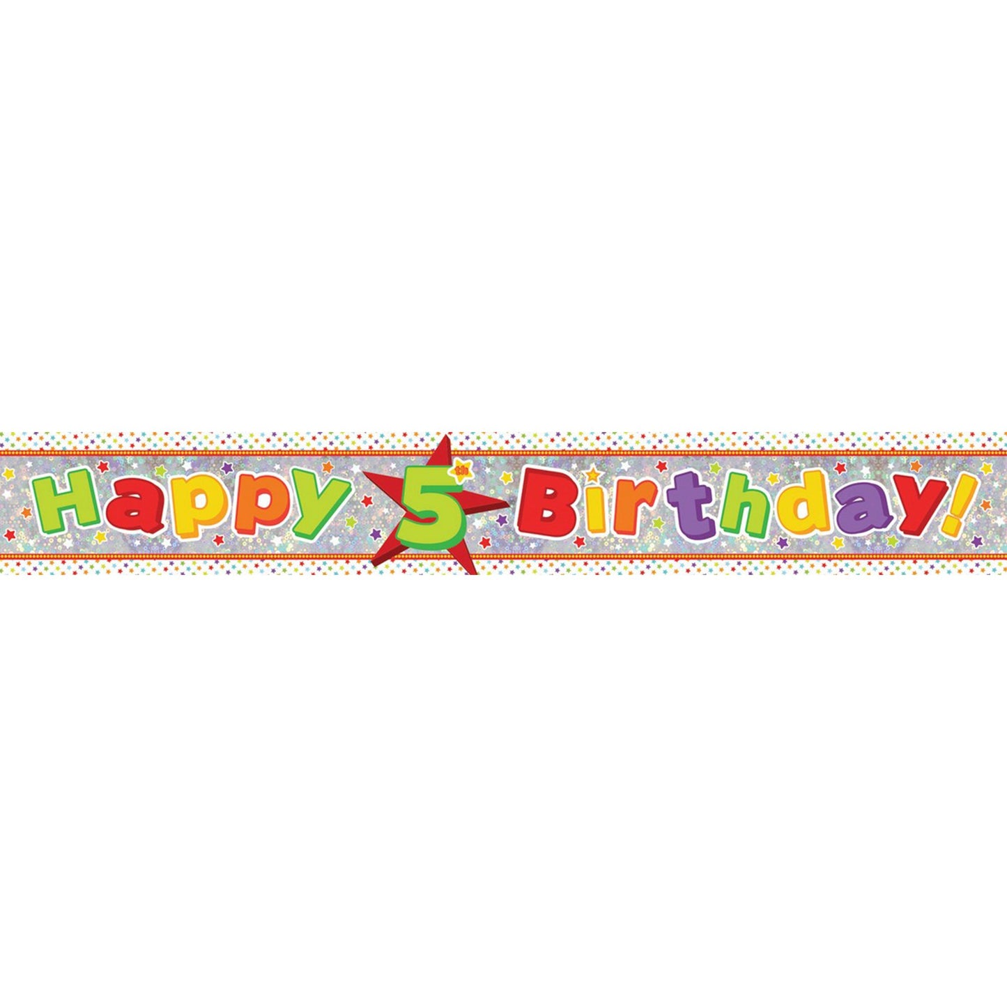 Banner Holographic Happy Birthday 5th Multi-Coloured