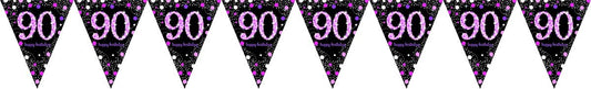 Pink Celebration 90 Prismatic Pennant Banner - Plastic