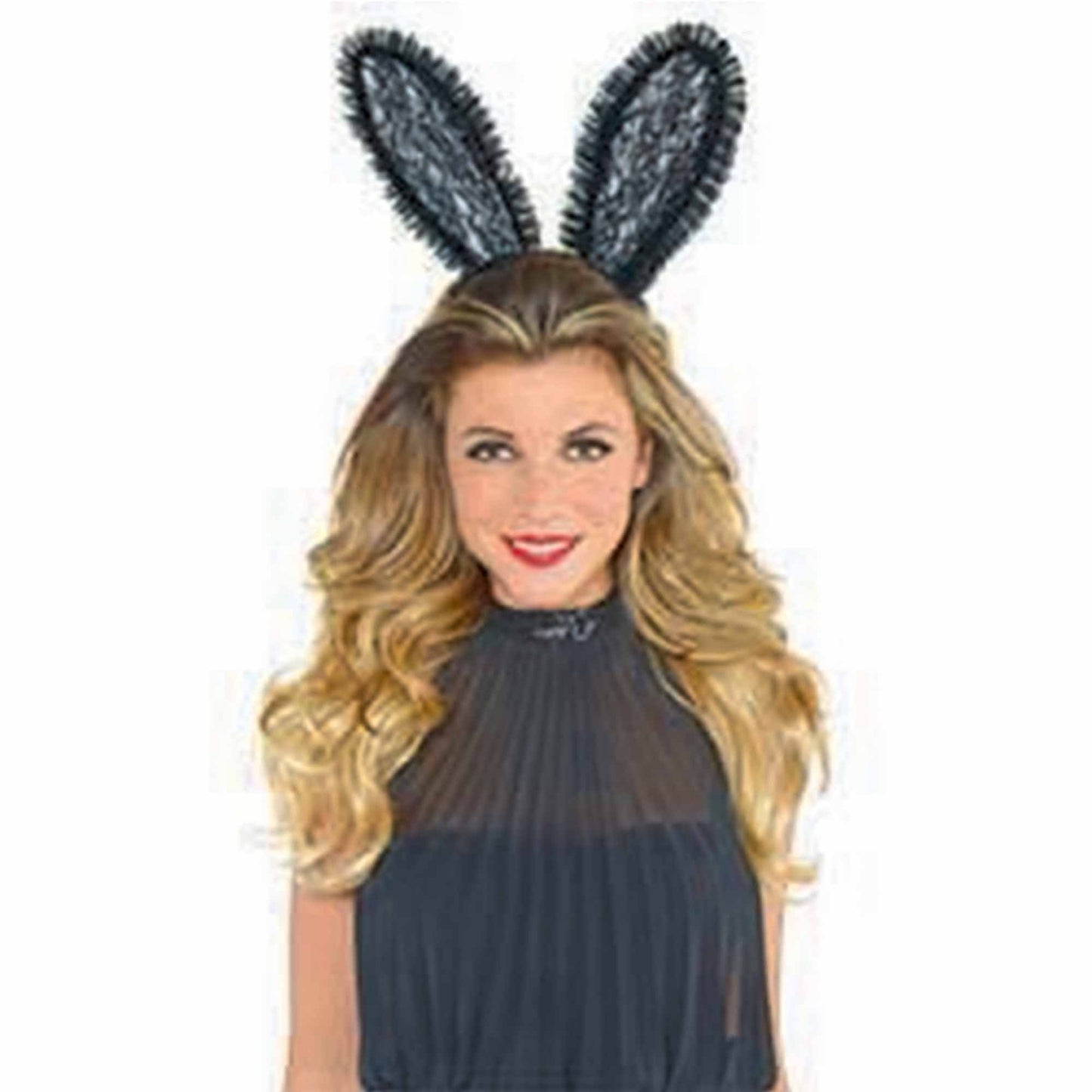 Black Lace Bunny Ears Headband