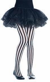 Pirate Vertical Striped Tights Black & White Child Size