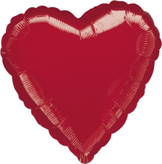 45cm Standard Heart Metallic Red Balloon