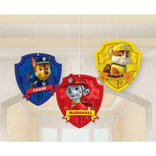 Paw Patrol Honeycomb Decorations - Tissue & Printed Paper (Pack of 3)