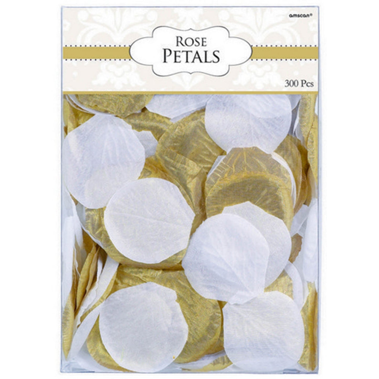 Confetti Fabric Rose Flower Petals Gold & White