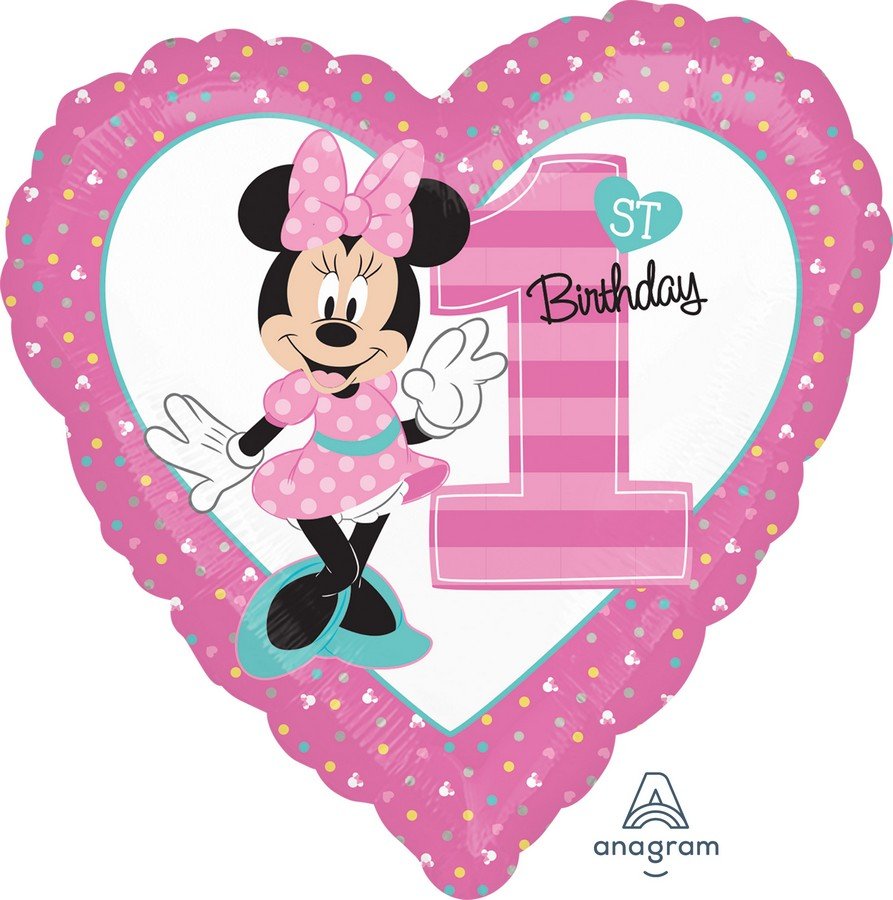 45cm Standard Minnie Mouse 1st Birthday Balloon