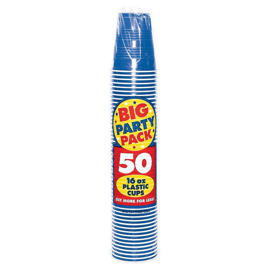 Big Party Pack 473ml Plastic Cups Bright Royal Blue