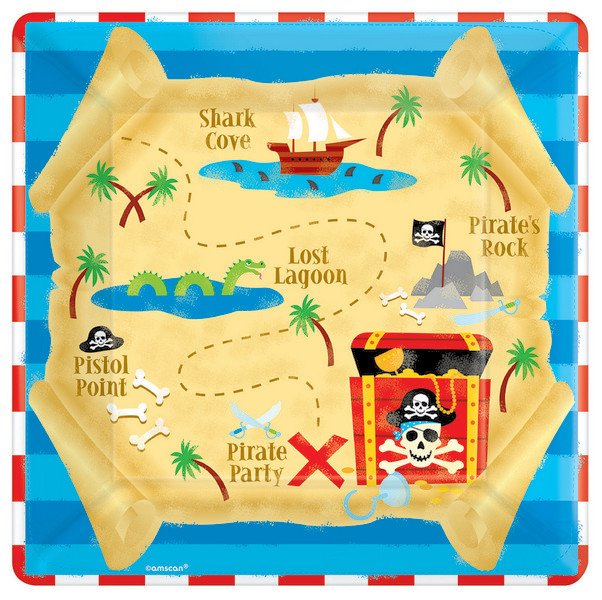 Pirate's Treasure 23cm Square Paper Plates