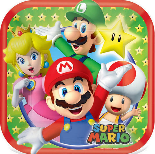 Super Mario Brothers 17cm Square Paper Plates