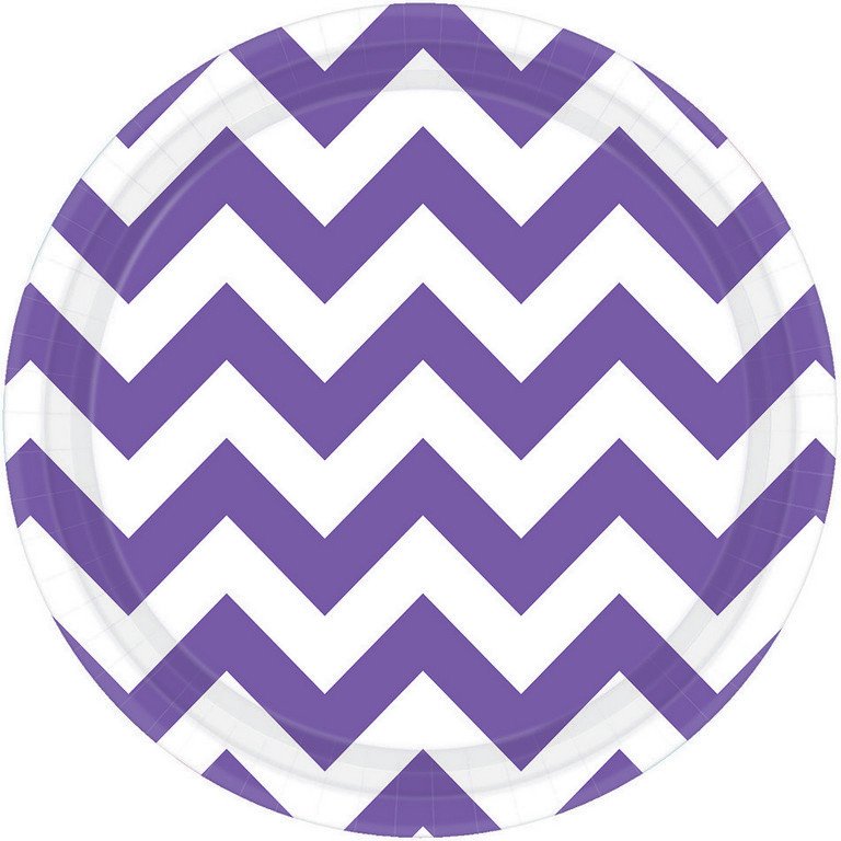 Chevron 17cm Round Plates New Purple