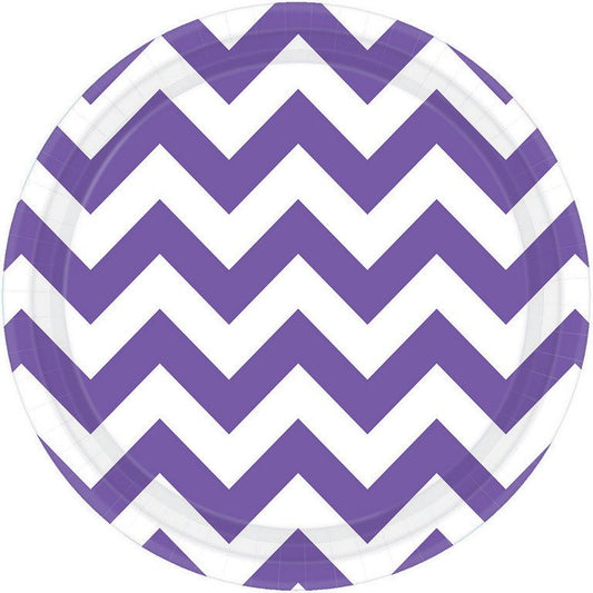 Chevron 17cm Round Plates New Purple