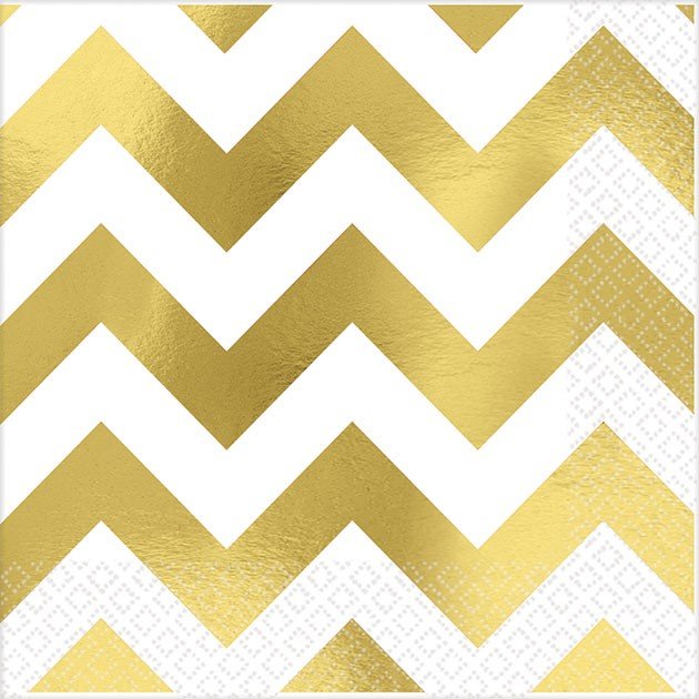 Premium Chevron Gold Hot-Stamped Beverage Napkins