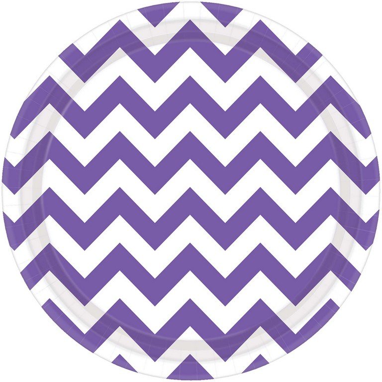 Chevron 23cm Round Plates New Purple