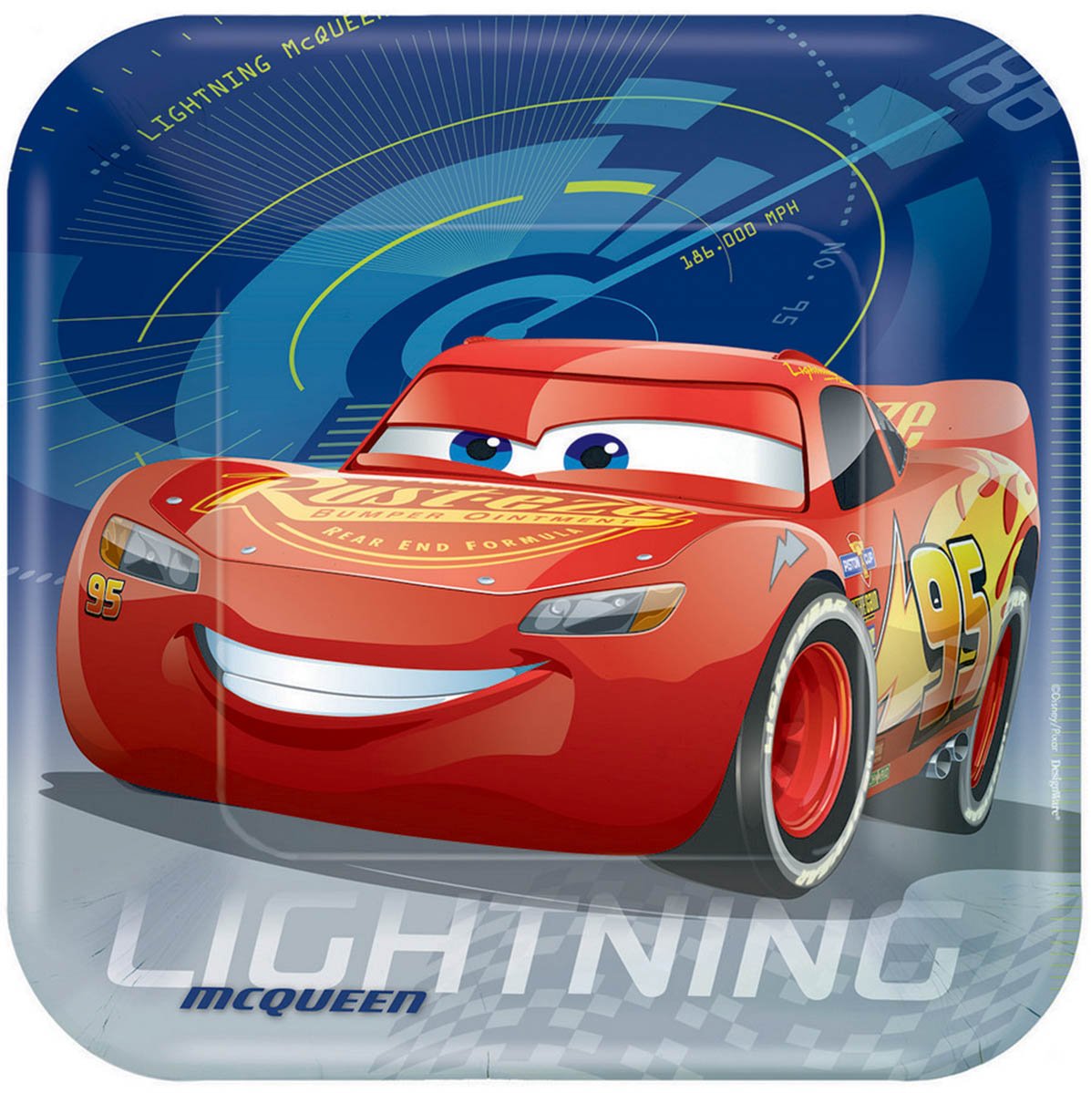 Cars 3 23cm Square Paper Plates (Pack of 8)