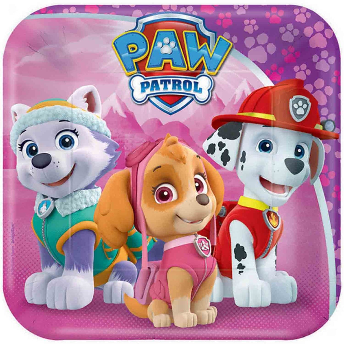 Paw Patrol Girl 17cm Square Paper Plates (Pack of 8)