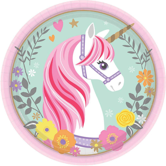 Magical Unicorn 17cm Round Paper Plates