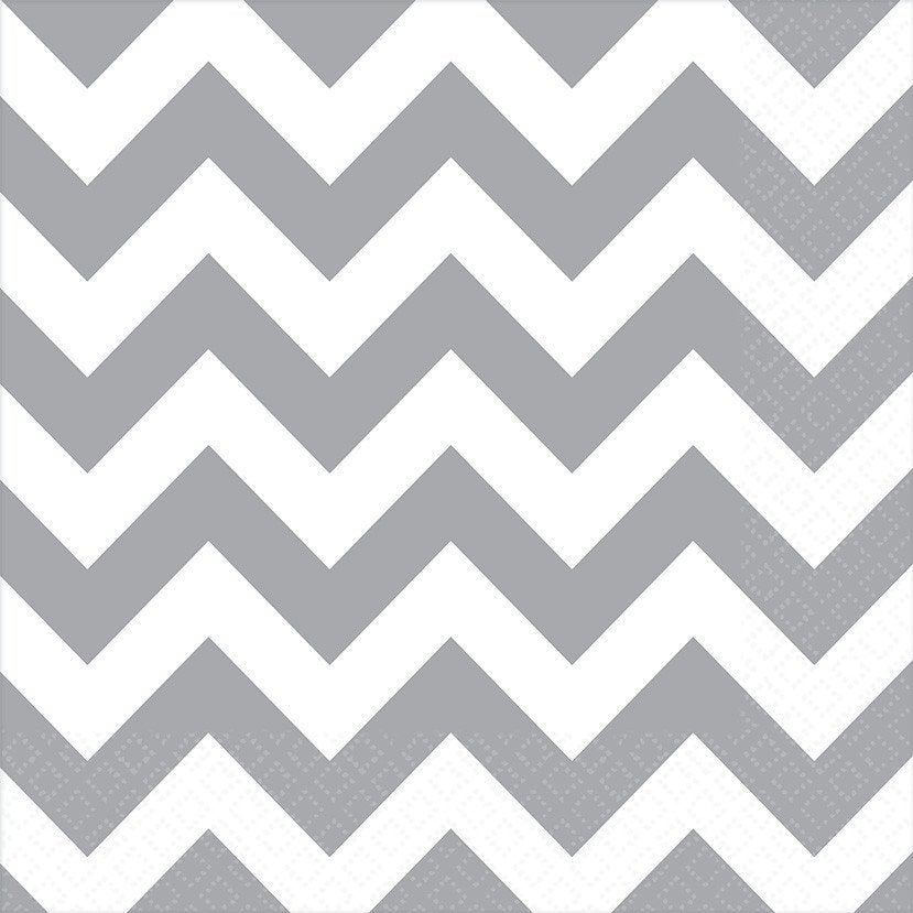 Chevron Lunch Napkins Frosty White