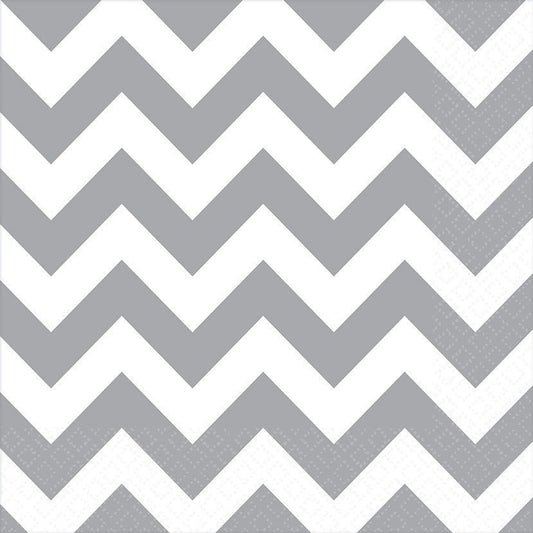 Chevron Lunch Napkins Frosty White