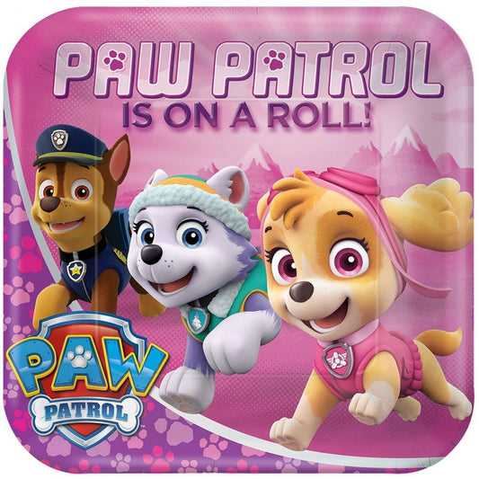 Paw Patrol Girl 23cm Square Paper Plates (Pack of 8)