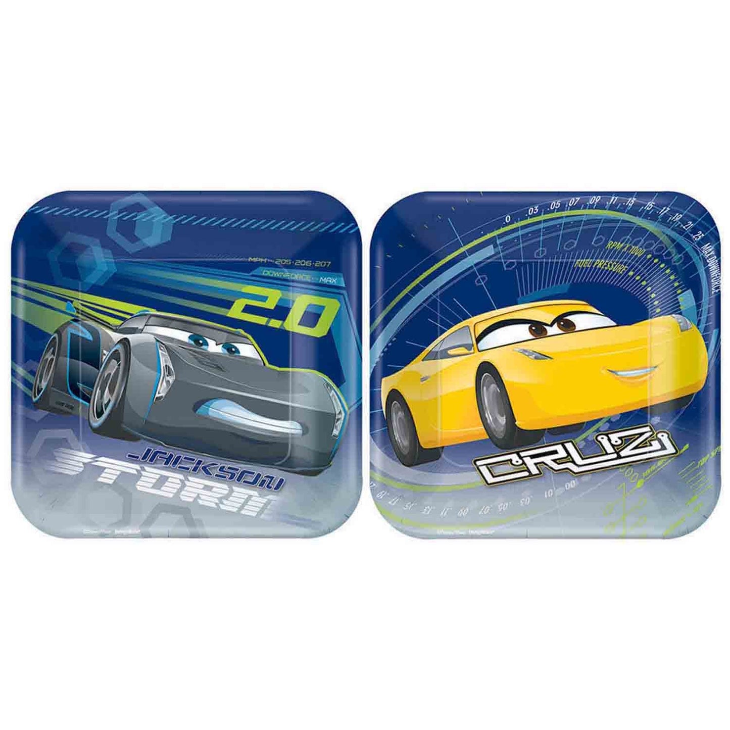 Cars 3 17cm Square Paper Plates (Pack of 8)