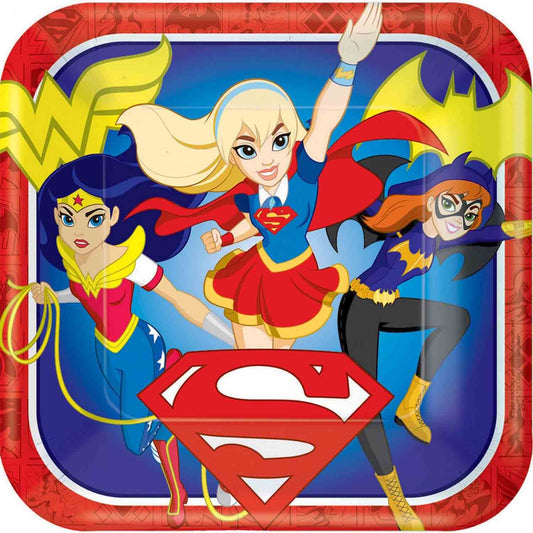 DC Superhero Girls 23cm Square Paper Plates