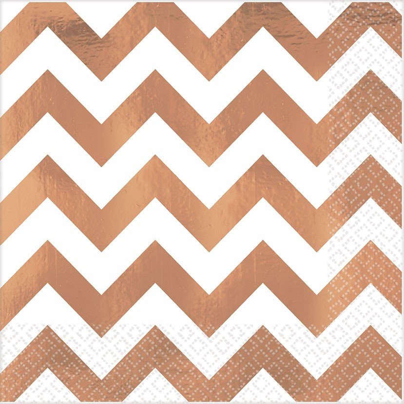 Premium Chevron Rose Gold Hot-Stamped Lunch Napkins