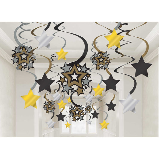 Glitz & Glam Hollywood Spiral Swirls Hanging Decorations Hot-Stamped