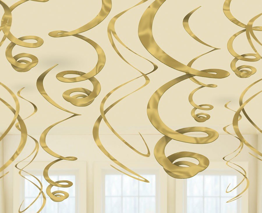 Plastic Swirl Decorations - Gold