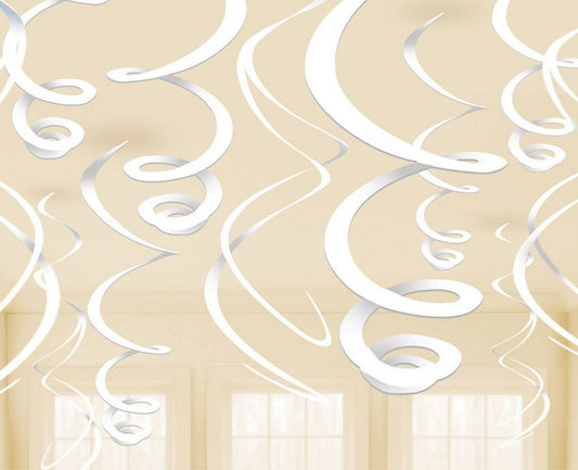 Plastic Swirl Decorations - Frosty White